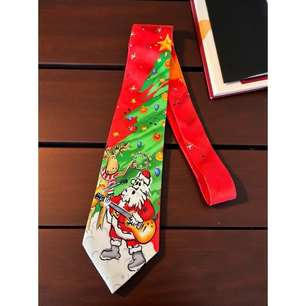 Men's‎ Jerry Garcia Necktie Red Blue Green Santa Collection 81 "MERRY CHRISTMAS"